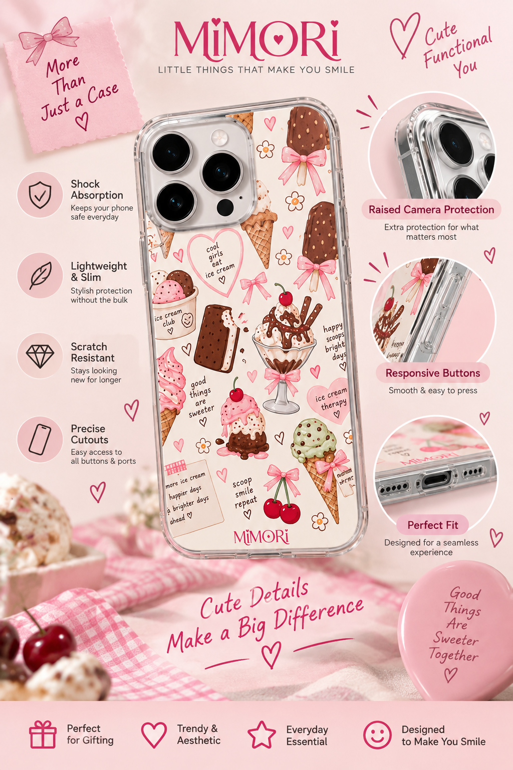 Ice Cream Cherry Phone Case 🍦🍒