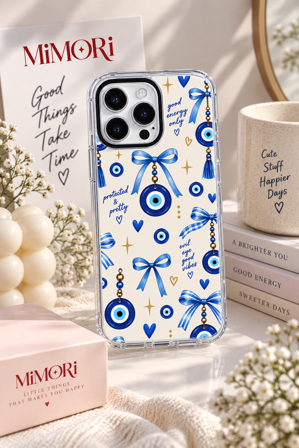 Blue Evil Eye Bow Phone Case