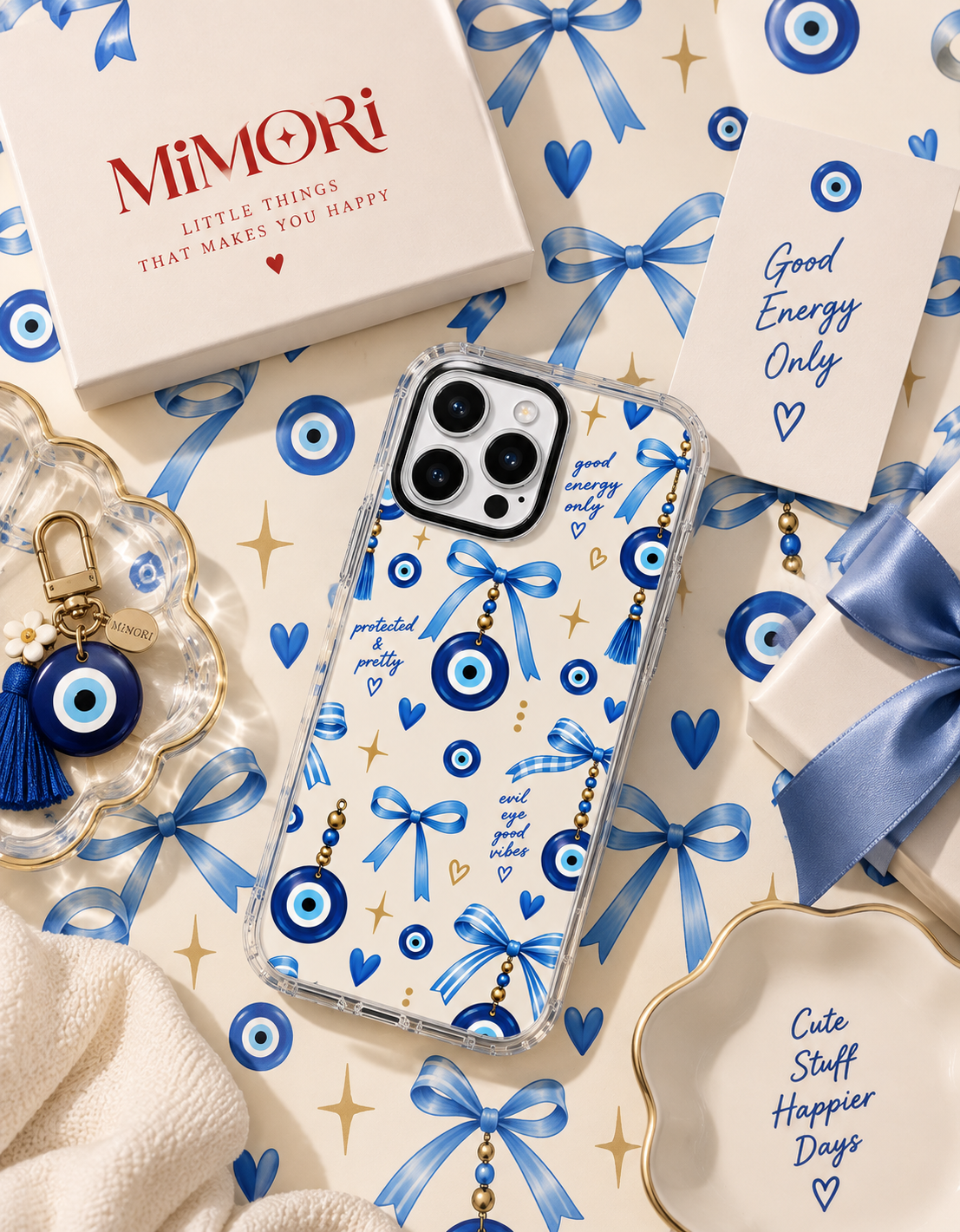 Blue Evil Eye Bow Phone Case