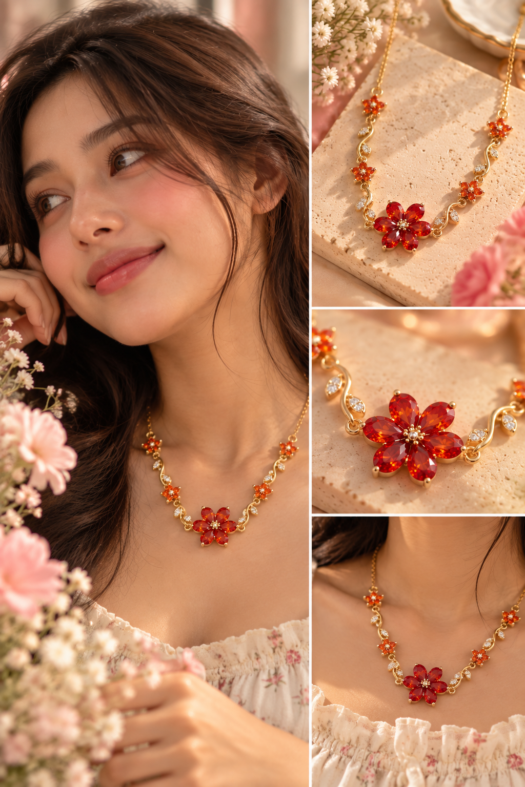 Ruby Bloom Necklace