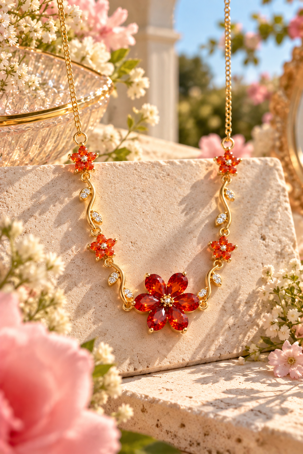 Ruby Bloom Necklace