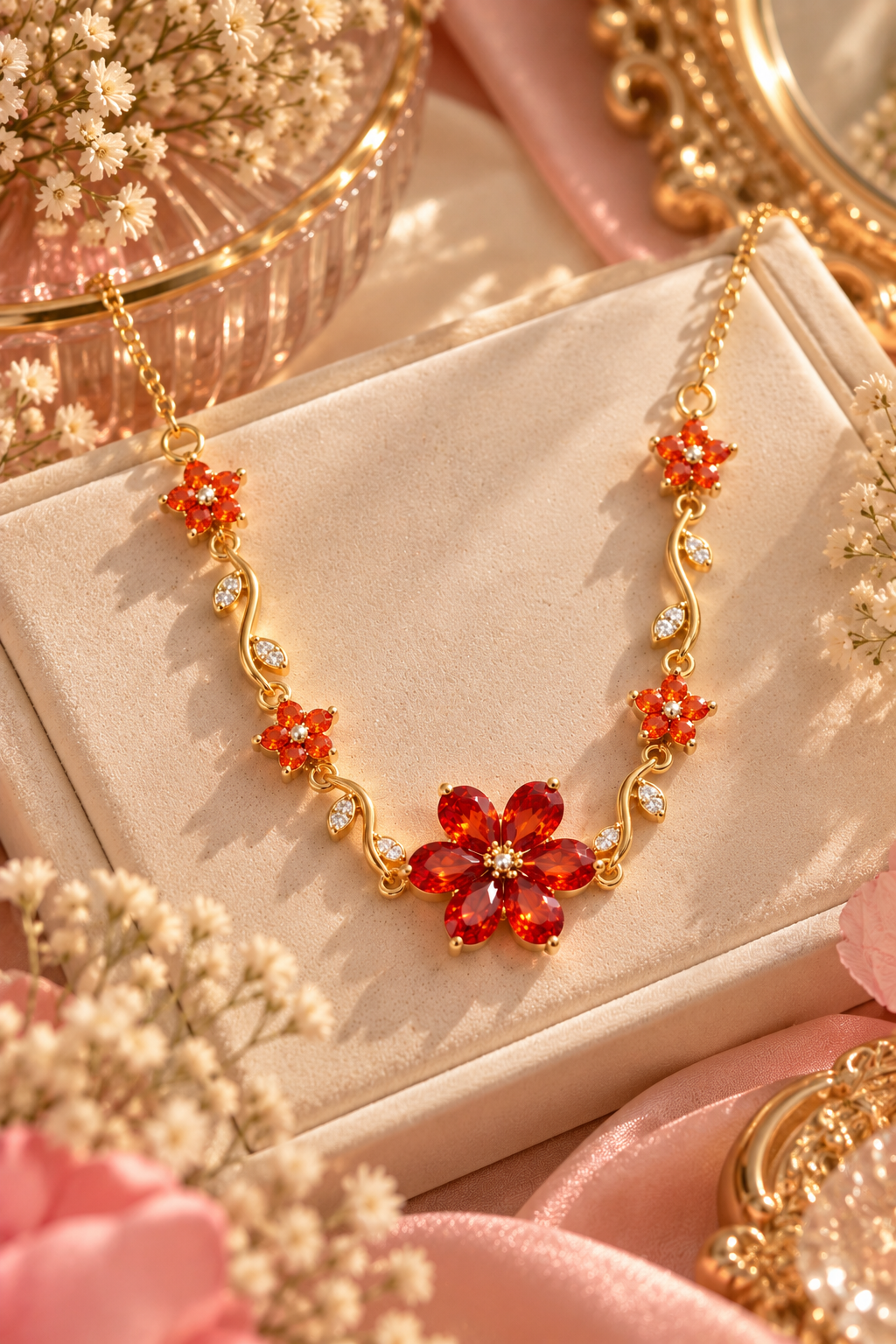 Ruby Bloom Necklace