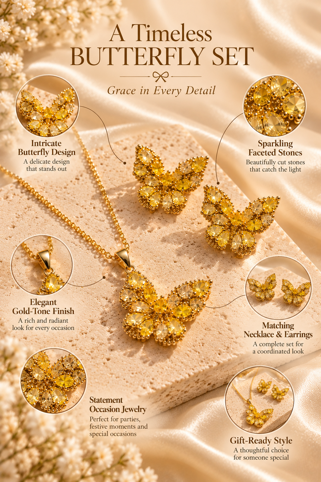 Golden Butterfly Jewellery Set
