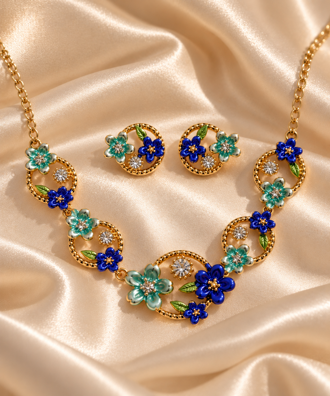 Blue Garden Necklace & Earring Set