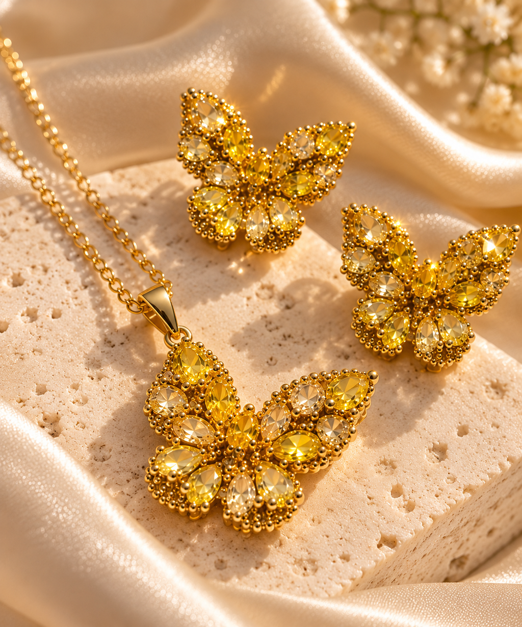 Golden Butterfly Jewellery Set