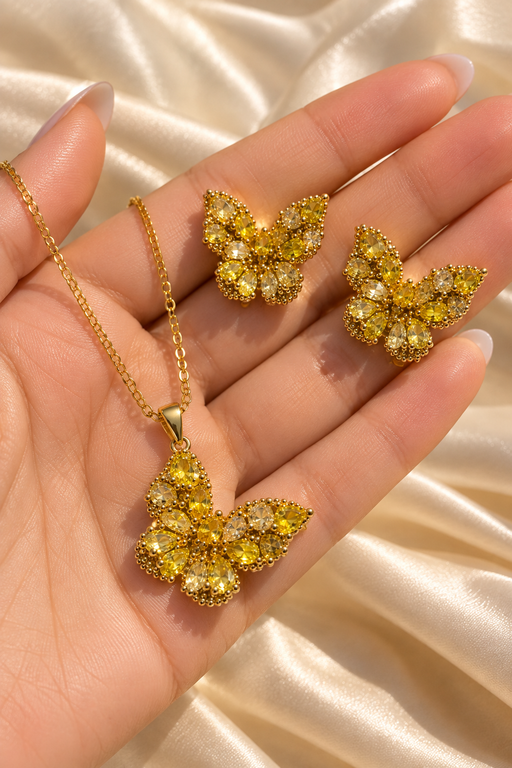 Golden Butterfly Jewellery Set