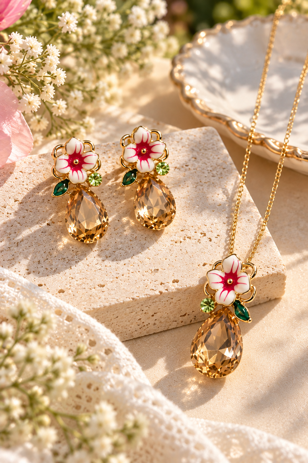 Golden Garden Drop Jewellery Set