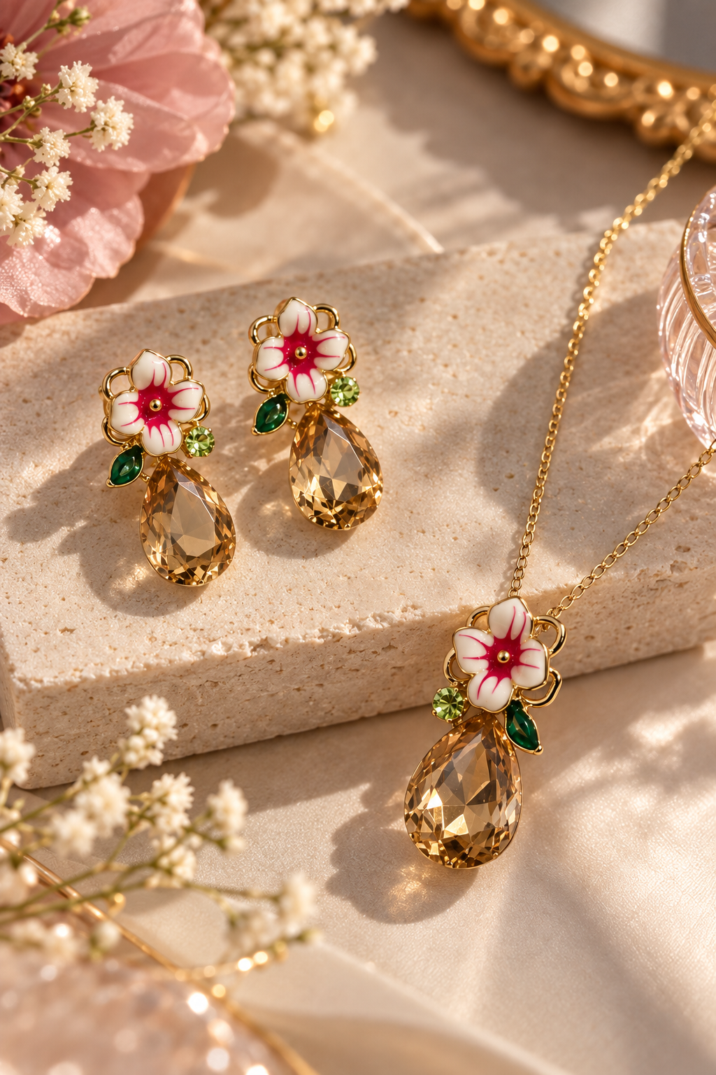 Golden Garden Drop Jewellery Set