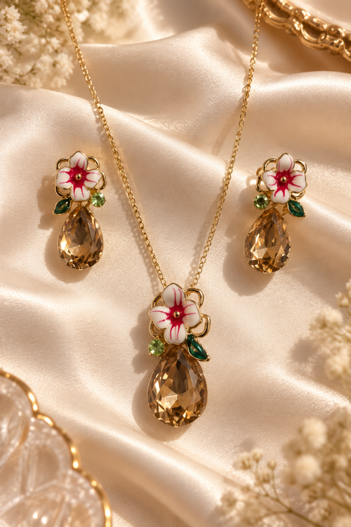 Golden Garden Drop Jewellery Set