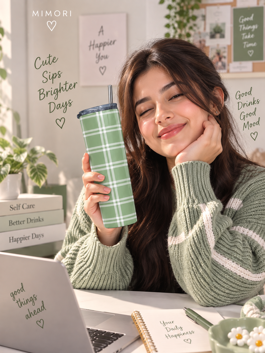 Sage Check Tumbler