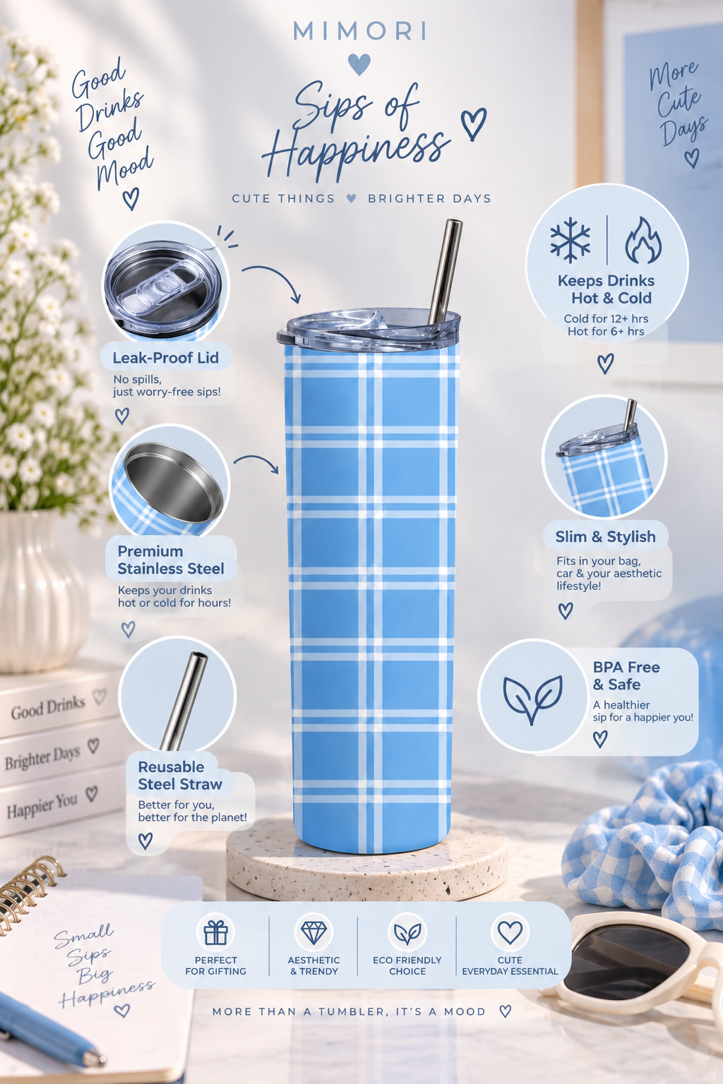 Blueberry Check Tumbler