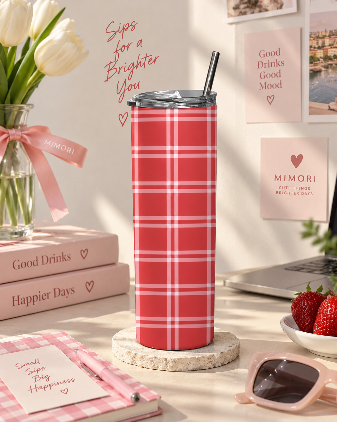 Cherry Check Tumbler
