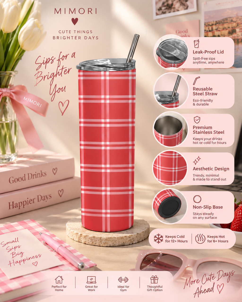 Cherry Check Tumbler